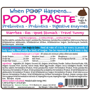 Poop Paste! When Poop Happens! Stop Diarrhea, Gas, Upset Tummy, Travel Pukes, For Dogs and Cats