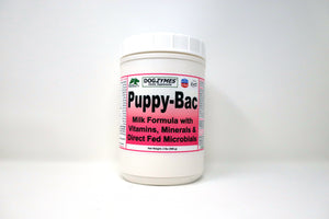 Dogzymes Puppy-Bac Milk Replacer - Live Microorganisms – Enzymes - 441 Million CFU per gram – Vitamins – Minerals - Puppies Love the Taste