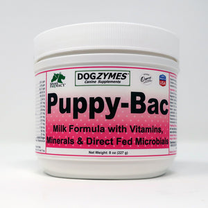 Dogzymes Puppy-Bac Milk Replacer - Live Microorganisms – Enzymes - 441 Million CFU per gram – Vitamins – Minerals - Puppies Love the Taste