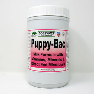 Dogzymes Puppy-Bac Milk Replacer - Live Microorganisms – Enzymes - 441 Million CFU per gram – Vitamins – Minerals - Puppies Love the Taste